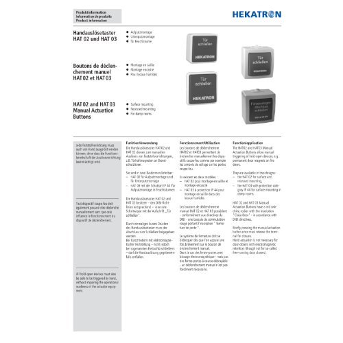 Drucktaster, Hekatron HAT 02, 30 V DC 1A, IP 20, Aufputz-Unterputz