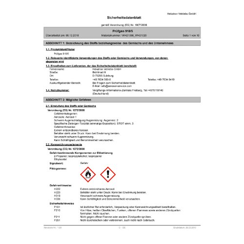 Prüfaerosol, Hekatron 918/5H, zur Durchführung der Rauchprüfung der Melder, 250ml