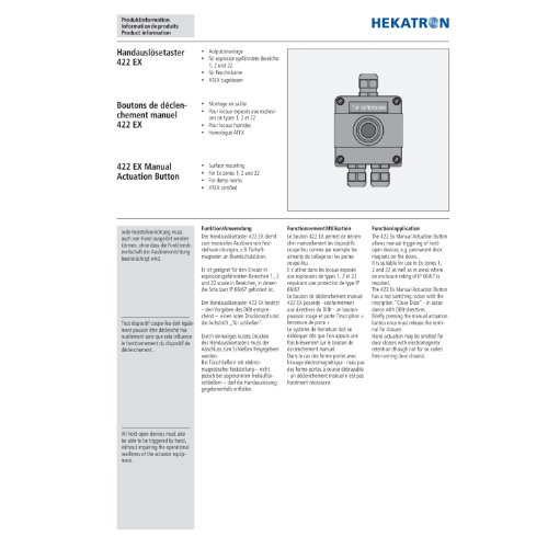 Drucktaster, Hekatron 422 Ex, 24 V DC 1A, IP 66, Aufputz
